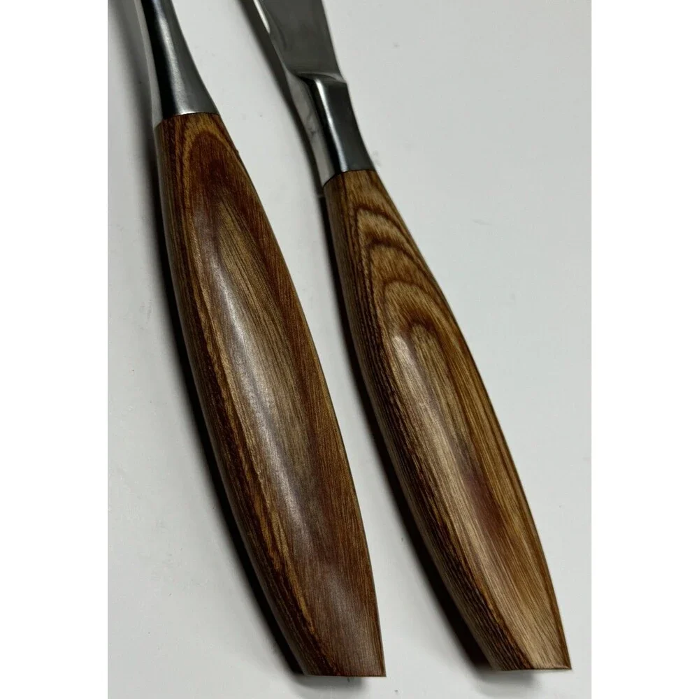 Scandia by Barlow Slicing Knife & Serving Fork Set Wood Handle Stainless Steel